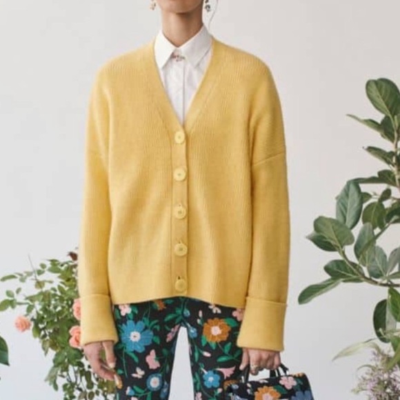 kate spade Sweaters - KATE SPADE YELLOW WOOL V NECK CARDIGAN